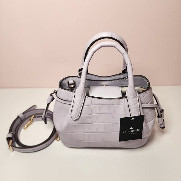NWT Kate Spade Dumpling Croc Embossed Mini Satchel Crossbody Lavender - Picture 7 of 8